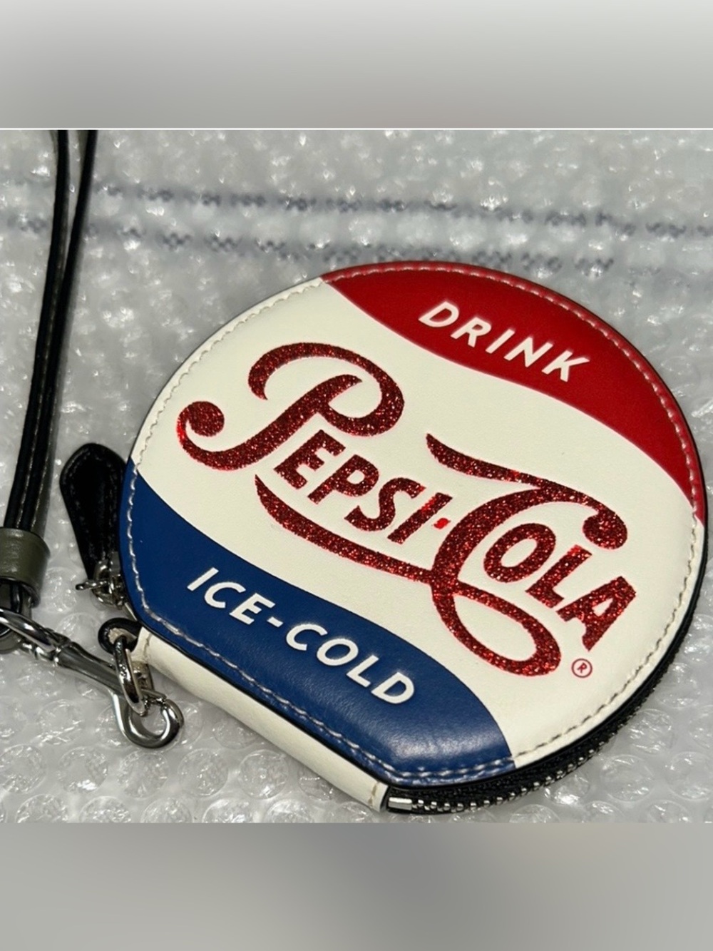 Coach Vintage Round Pepsi-Cola Wristlet (Rare)Excellent Condition RARE NOVELTY